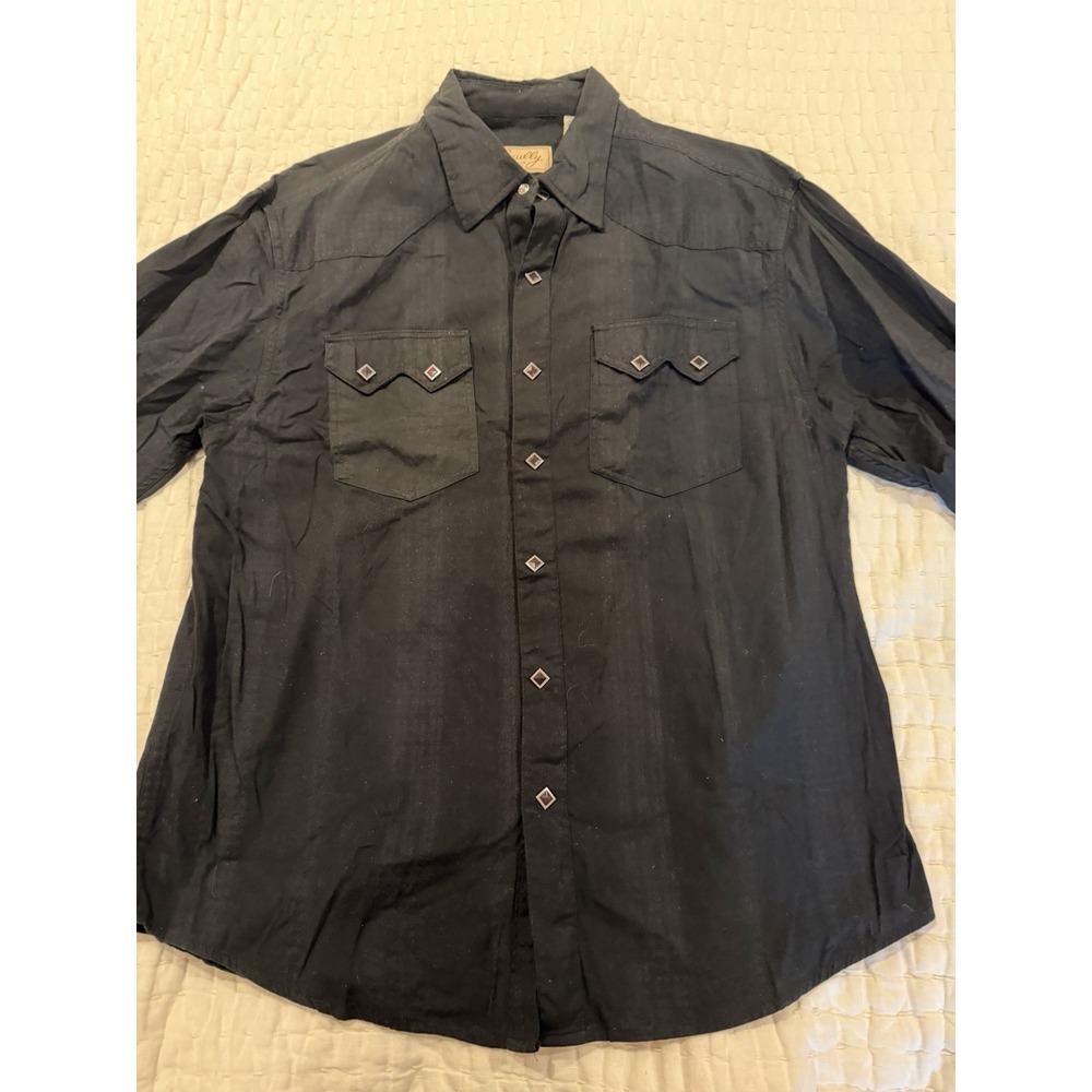 Scully Western Men's Shirt Black With Diamond Shape Snaps Large